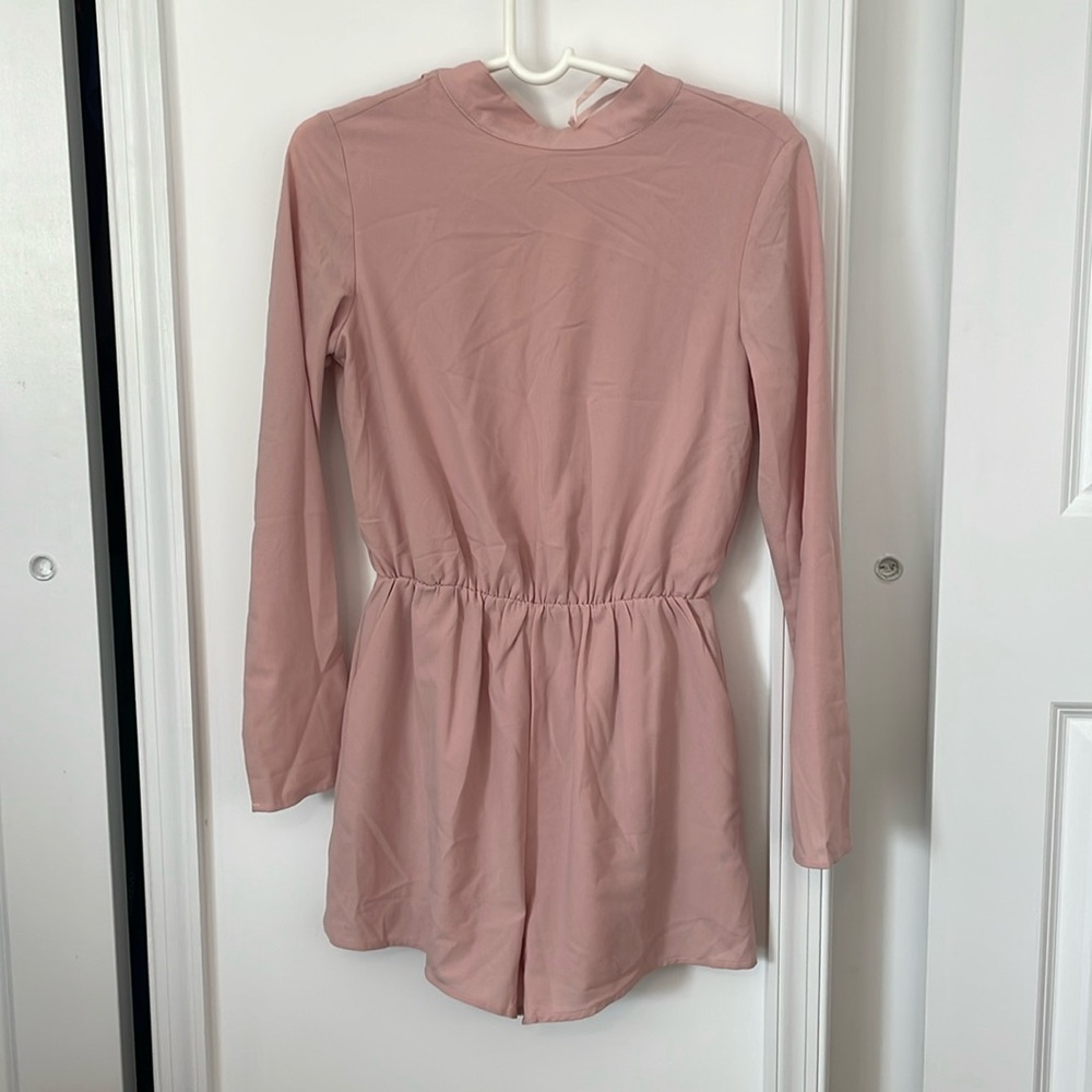 NWOT Open Back Pink Romper